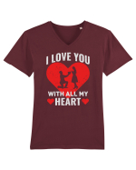 pentru îndrăgostiți - I love you with all my heart Tricou mânecă scurtă guler V Bărbat Presenter