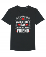 pentru îndrăgostiți - I will spend this Valentines Day with my best friend Tricou mânecă scurtă guler larg Bărbat Skater