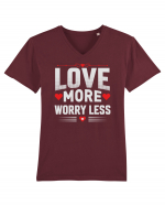 pentru îndrăgostiți - Love more worry less Tricou mânecă scurtă guler V Bărbat Presenter