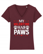 pentru îndrăgostiți - My valentine has paws Tricou mânecă scurtă guler V Damă Evoker