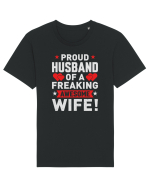 pentru îndrăgostiți - Proud husband of a freaking awesome wife Tricou mânecă scurtă Unisex Rocker