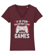 pentru îndrăgostiți - V is for Valentines Day video games Tricou mânecă scurtă guler V Damă Evoker