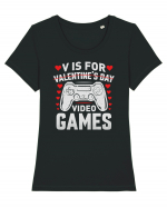 pentru îndrăgostiți - V is for Valentines Day video games Tricou mânecă scurtă guler larg fitted Damă Expresser