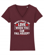 pentru îndrăgostiți - Why fall in love when you can fall asleep Tricou mânecă scurtă guler V Damă Evoker