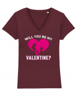 pentru îndrăgostiți - Will you be my valentine Tricou mânecă scurtă guler V Damă Evoker