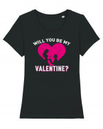 pentru îndrăgostiți - Will you be my valentine Tricou mânecă scurtă guler larg fitted Damă Expresser