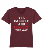 pentru îndrăgostiți - Yes I am single and perfect this way Tricou mânecă scurtă guler V Bărbat Presenter