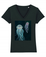 Jellyfish Tricou mânecă scurtă guler V Damă Evoker