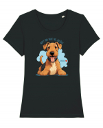 NUP! MAI BINE NE JUCAM! - AIREDALE TERRIER Tricou mânecă scurtă guler larg fitted Damă Expresser