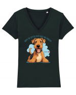 NUP! MAI BINE NE JUCAM! (ENGLEZA) - AIREDALE TERRIER 2 Tricou mânecă scurtă guler V Damă Evoker