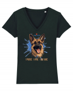 I PROTEC I ATAC I LUV SNAC - GERMAN SHEPERD Tricou mânecă scurtă guler V Damă Evoker