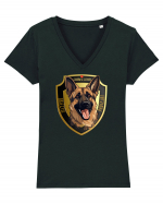 OBIECTIV PROTEJAT - GERMAN SHEPERD Tricou mânecă scurtă guler V Damă Evoker