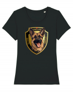 OBIECTIV PROTEJAT - GERMAN SHEPERD Tricou mânecă scurtă guler larg fitted Damă Expresser