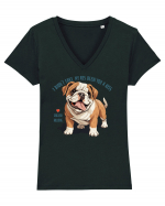 I DIDN`T FART, MY ASS BLEW YOU A KISS - BULLDOG ENGLEZ Tricou mânecă scurtă guler V Damă Evoker