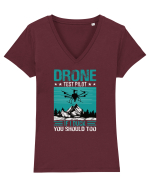 pt pasionații de drone - Drone test pilot Tricou mânecă scurtă guler V Damă Evoker