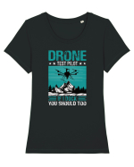 pt pasionații de drone - Drone test pilot Tricou mânecă scurtă guler larg fitted Damă Expresser