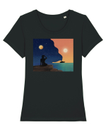 Sunset by the beach Tricou mânecă scurtă guler larg fitted Damă Expresser