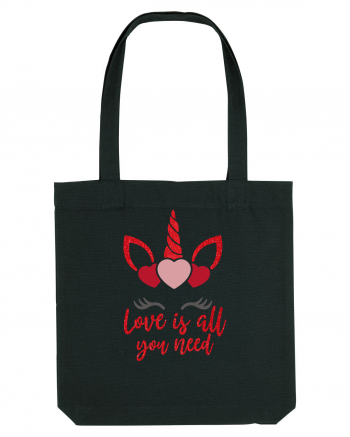 Love Is All You Need Unicorn Valentine Black