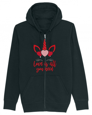 Love Is All You Need Unicorn Valentine Black