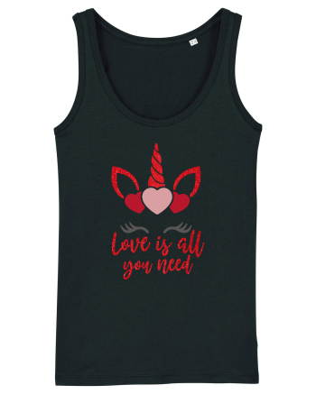 Love Is All You Need Unicorn Valentine Black