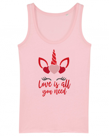 Love Is All You Need Unicorn Valentine Cotton Pink