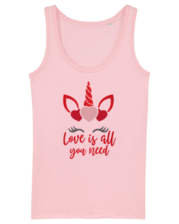 Love Is All You Need Unicorn Valentine Cotton Pink