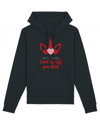 Love Is All You Need Unicorn Valentine Black