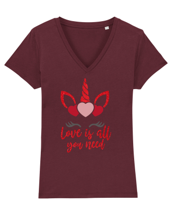 Love Is All You Need Unicorn Valentine Burgundy