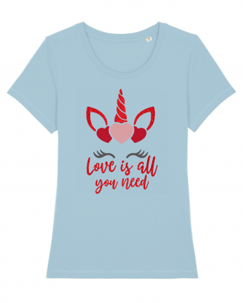 Love Is All You Need Unicorn Valentine Sky Blue