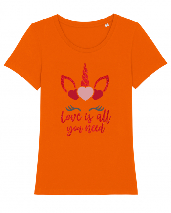 Love Is All You Need Unicorn Valentine Bright Orange