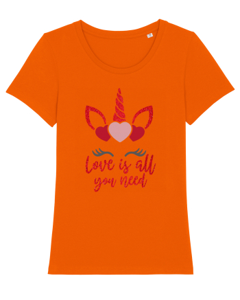 Love Is All You Need Unicorn Valentine Bright Orange