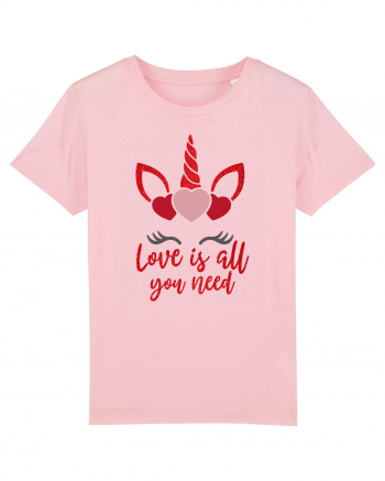 Love Is All You Need Unicorn Valentine Cotton Pink