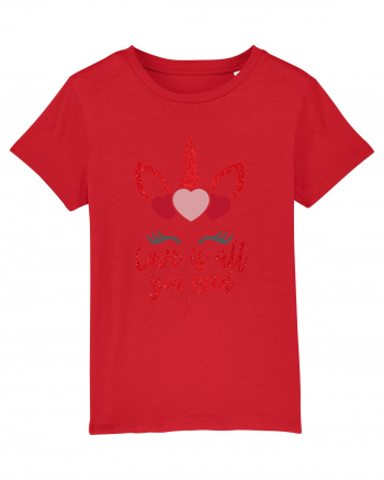 Love Is All You Need Unicorn Valentine Red