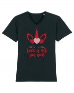 Love Is All You Need Unicorn Valentine Tricou mânecă scurtă guler V Bărbat Presenter