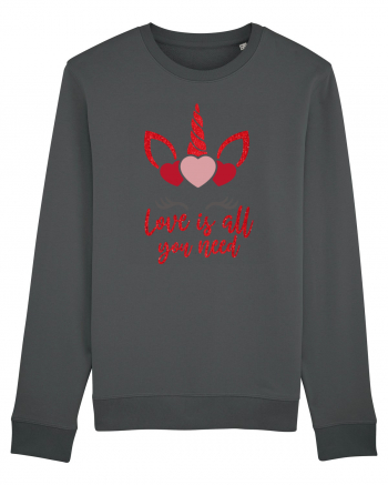 Love Is All You Need Unicorn Valentine Anthracite