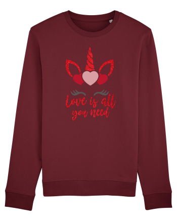 Love Is All You Need Unicorn Valentine Burgundy