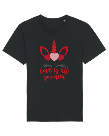 Love Is All You Need Unicorn Valentine Black
