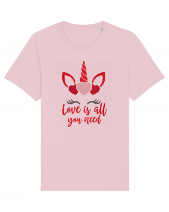 Love Is All You Need Unicorn Valentine Cotton Pink