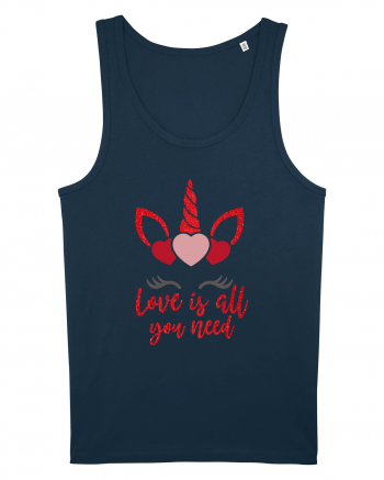 Love Is All You Need Unicorn Valentine Navy