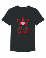 Love Is All You Need Unicorn Valentine Tricou mânecă scurtă guler larg Bărbat Skater