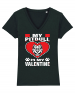 My Pitbull Is My Valentine Tricou mânecă scurtă guler V Damă Evoker