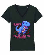 Rawr Means I Love You In Dinosaur Tricou mânecă scurtă guler V Damă Evoker