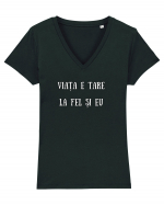 VIAȚA E TARE, LA FEL ȘI EU! Tricou mânecă scurtă guler V Damă Evoker