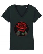 Trandafir rose vintage Tricou mânecă scurtă guler V Damă Evoker