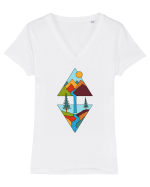 Mountain Waterfall Tricou mânecă scurtă guler V Damă Evoker