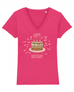 Birthday Cake Tricou mânecă scurtă guler V Damă Evoker