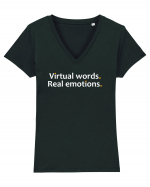 Virtual words. Real emotions.  Tricou mânecă scurtă guler V Damă Evoker