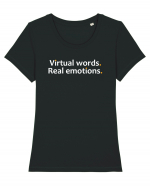 Virtual words. Real emotions.  Tricou mânecă scurtă guler larg fitted Damă Expresser