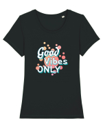 Good Vibes Only Tricou mânecă scurtă guler larg fitted Damă Expresser