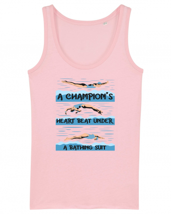 pentru pasionații de înot - A Champions Heart Beats Under a Bathing Suit Cotton Pink